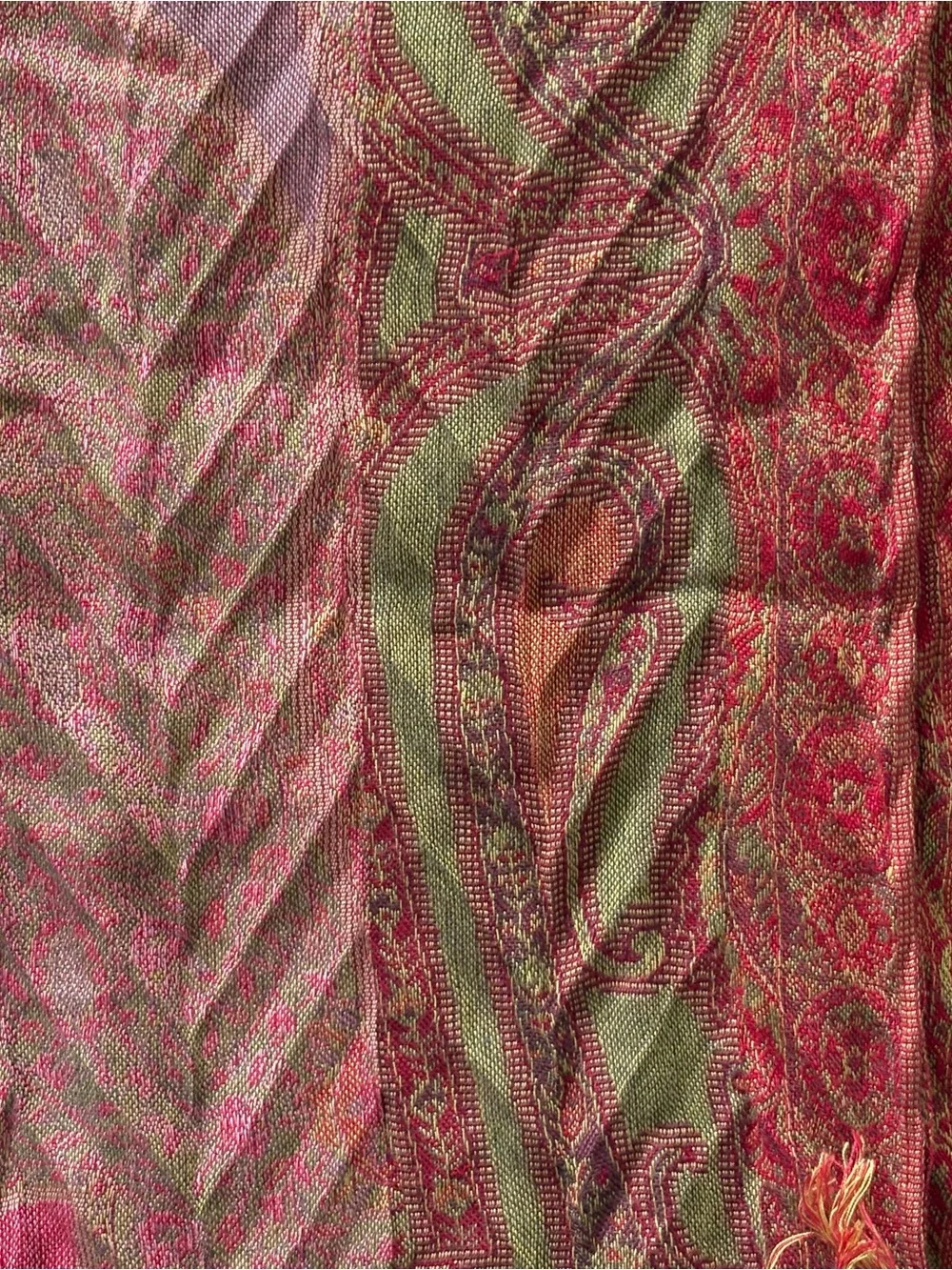 Pink Yellow Orange Shawl Scarf Fringe World Market Paisley